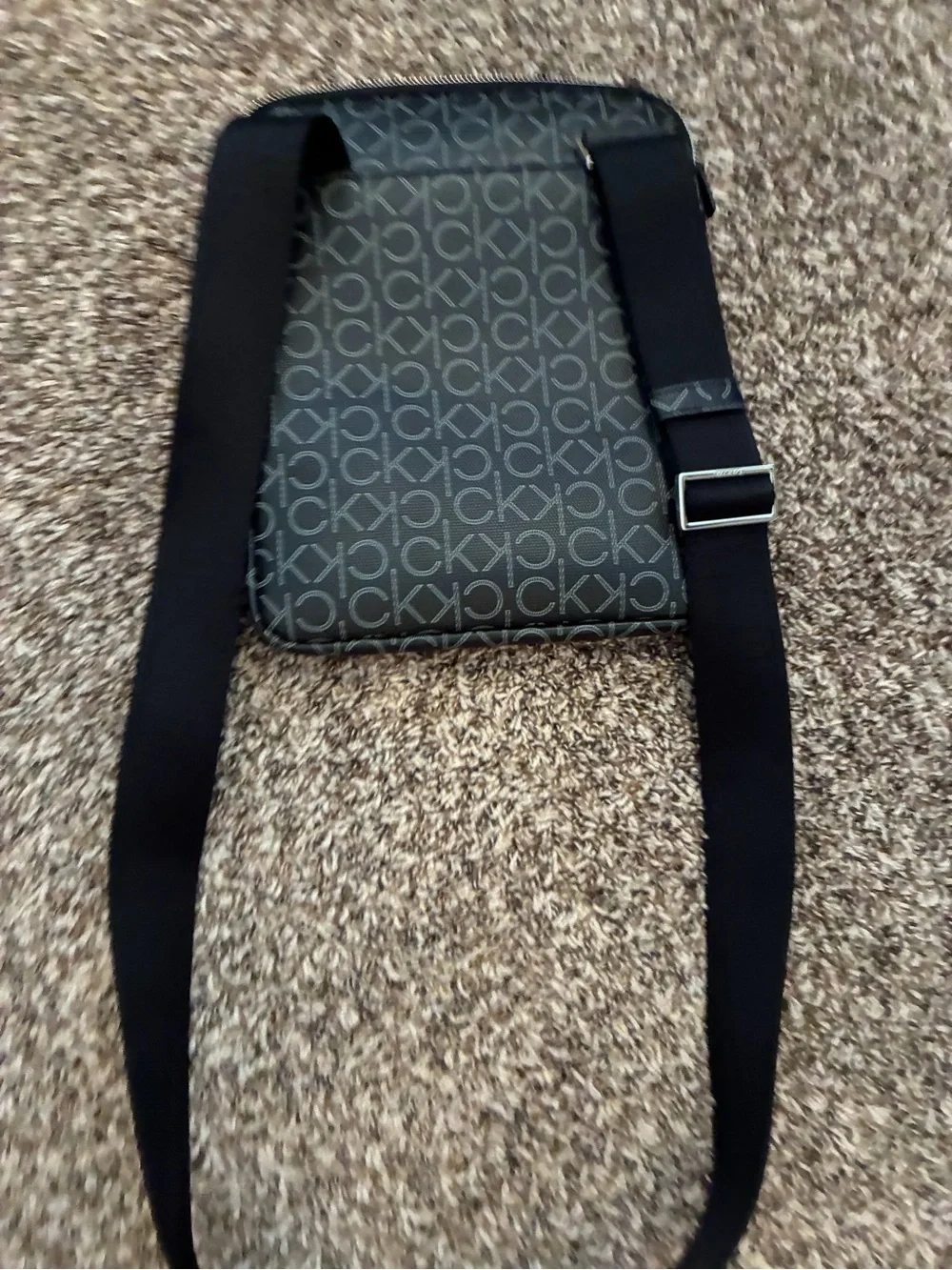 Calvin Klein Black CK Monogram Messenger Crossbody